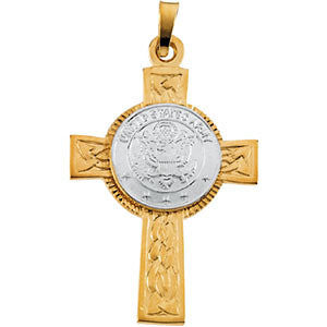 14K Yellow & White U.S. Army Cross Pendant