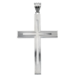 Sterling Silver 57.5x38.5mm Hollow Cross Pendant