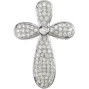 14K White 5-8 CTW Diamond Cross Pendant