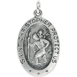 Sterling Silver 21x13mm Oval St. Christopher Medal