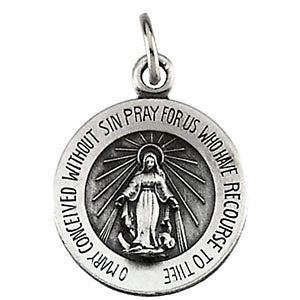 Sterling Silver 12mm Miraculous Medal with 18" Curb Chain