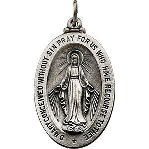 14K Yellow 12x8mm Oval Miraculous Medal