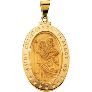 18K Yellow 29x20mm Oval St. Christopher Medal