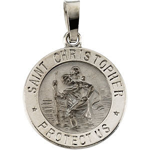 14K White 14.75mm St. Christopher Medal