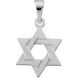 14K White 17x15mm Star of David Pendant