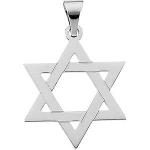 14K White 25x19mm Star of David Pendant