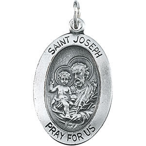 Sterling Silver 18.75x13.5mm St. Joseph Oval Medal