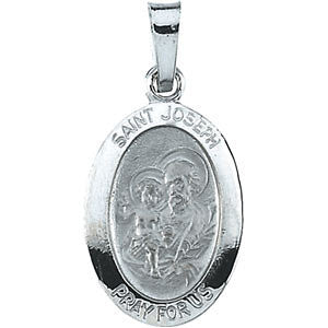 14K White 15x11mm St. Joseph Oval Medal