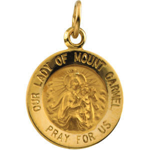 14K Yellow 12mm Our Lady of Mount Carmel Medal Pendant