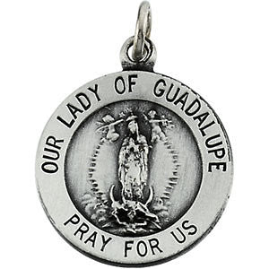 Sterling Silver 15mm Round Our Lady of Guadalupe Medal