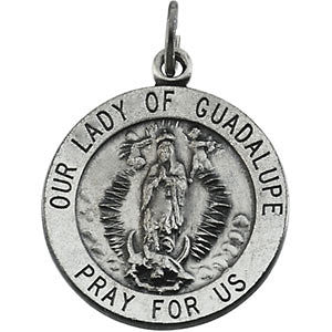 Sterling Silver 18mm Round Our Lady of Guadalupe Medal