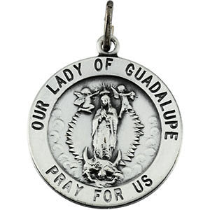 Sterling Silver 22mm Round Our Lady of Guadalupe Medal