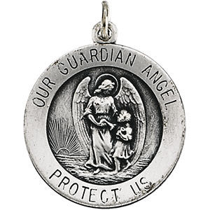 Sterling Silver 18mm Guardian Angel Medal