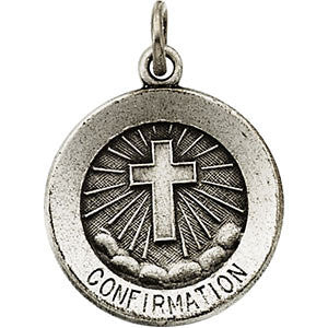 Sterling Silver 15mm Confirmation Medal with Cross