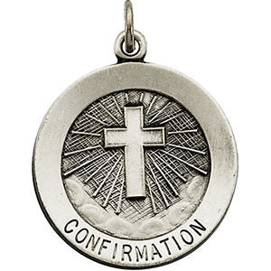 Sterling Silver 18mm Confirmation Medal with Cross