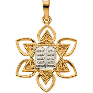 14K Yellow & White 23x21mm Star of David Pendant