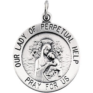 Sterling Silver 18.25mm Round Our Lady of Perpetual Help 18" Necklace