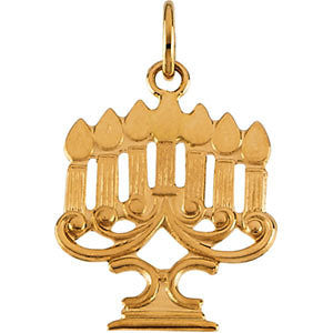 14K Yellow 18x14mm Menorah Pendant