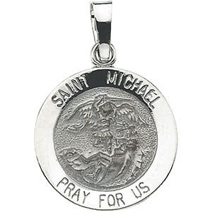 14K White 15mm St. Michael Medal