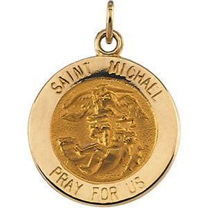 14K Yellow 15mm St. Michael Medal