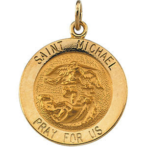 14K Yellow 18mm St. Michael Medal