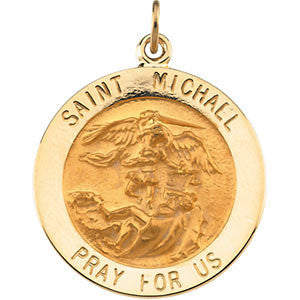 14K Yellow 22mm St. Michael Medal