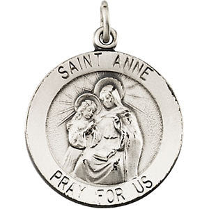 14K White 18.25mm St. Anne Medal