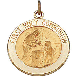 14K Yellow 15mm First Communion Medal