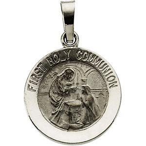 14K White 15mm First Communion Medal