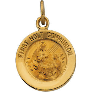 14K Yellow 12mm First Communion Medal