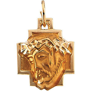 14K Yellow 12x12mm Face of Jesus Pendant