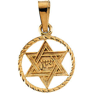 14K Yellow 14x11mm Star of David Pendant