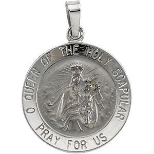 14K White 18mm Round Scapular Medal