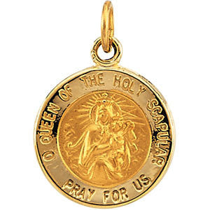 14K Yellow 12mm Round Scapular Medal