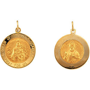 14K Yellow 18mm Round Scapular Medal