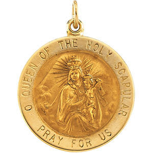 14K Yellow 22mm Round Scapular Medal