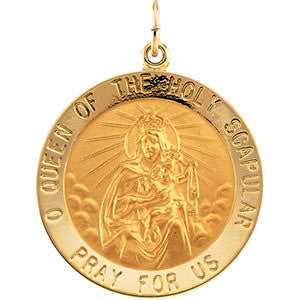 14K Yellow 25mm Round Scapular Medal