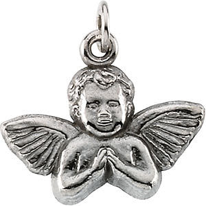 14K White 14x16mm Angel Baby Pendant