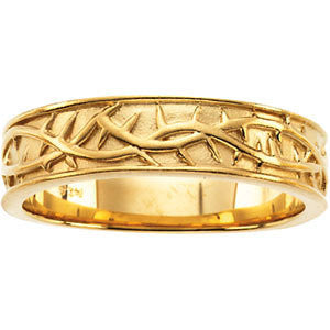 14K Yellow Thorn Design Band