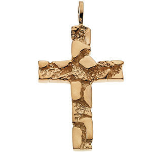 14K Yellow Nugget Cross Pendant