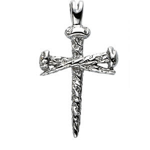 Sterling Silver 43x29.5mm Nail Design Cross Pendant