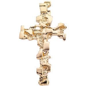 14K Yellow 38x22mm Cross Pendant